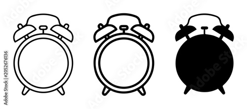 Tableau sur toile 3 Alarm Clock Icons, Outline and Silhouette, for Time Management Concepts