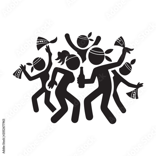 Photos Black silhouette of four galloping horses mane