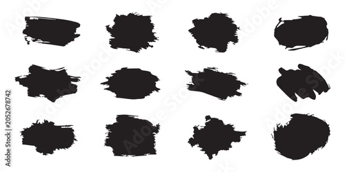 Bild auf Leinwand Organic black paint blobs set
