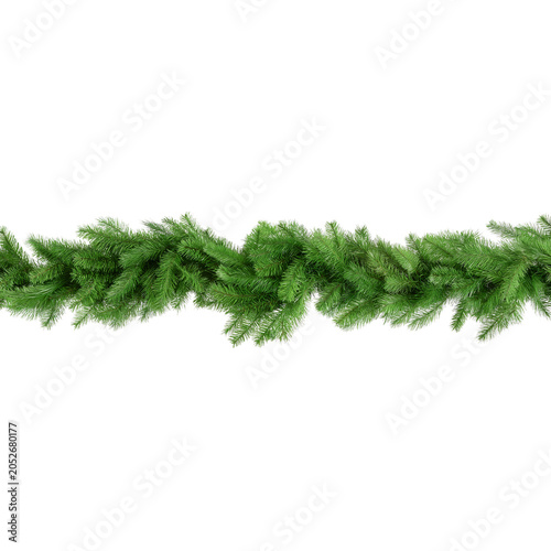 Horizontal Evergreen Fir Garland Border Christmas holiday isolated on a transparent background