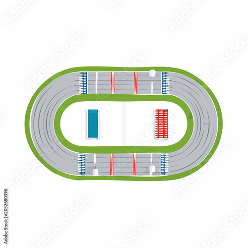 Top view of a sports stadium with a running track