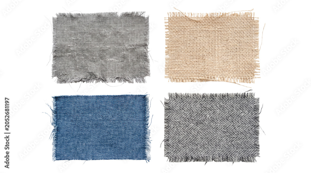 Fototapeta premium Set of various fabric swatches isolated on transparent background