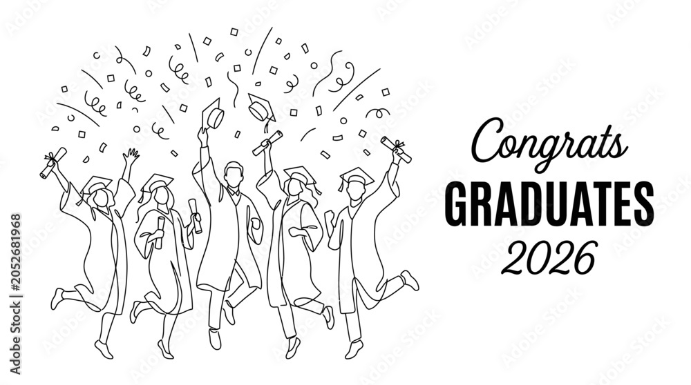 Obraz premium Graduates celebrate with confetti