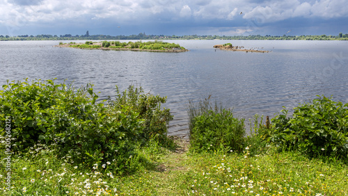 Molenplas protected area near Stevensweert, part of the Maas valley river park on the Netherlands Belgium border, designed for water storage and nature restoration