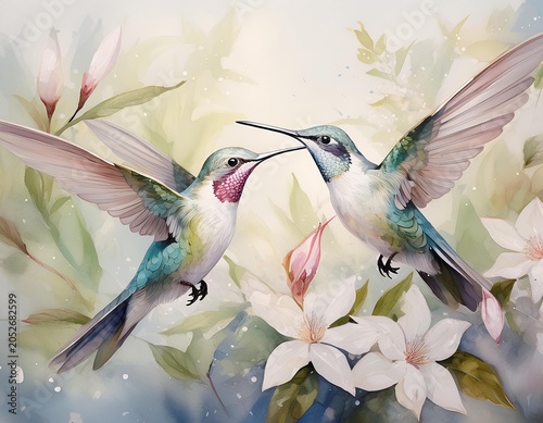 hummingbird and flowers