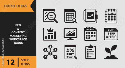 Cuadro en lienzo Search Optimization and Content Strategy Professional Workspace Icons