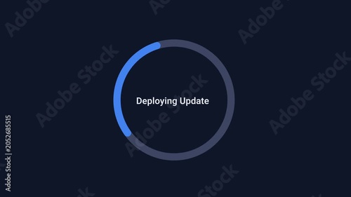Animated update deployment indicator with smooth circular motion on a dark background. Ideal for software releases, system upgrades, deployment workflows, infrastructure management, and technology int
