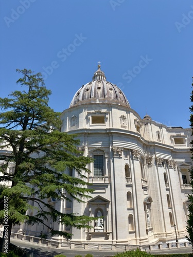 Rear view of St. Peter's Basilica and its majestic dome in Vatican City