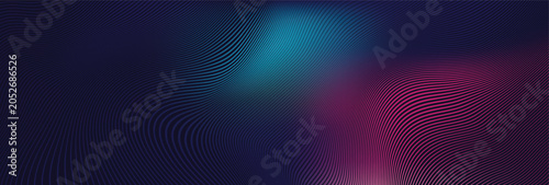 Quadro em tela Abstract vector gradient background with undulating cyan and magenta lines
