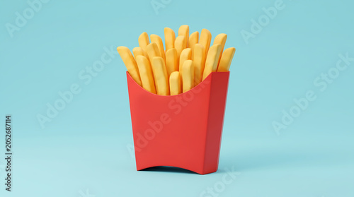 Crispy french fries in red carton