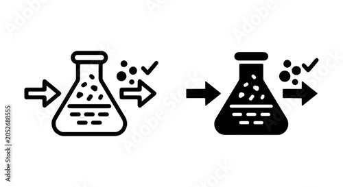 Schilderij op canvas Chemical Reaction Icons, Flask Experiment Symbols, Science Process Vectors, Labo