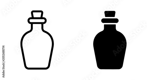 Bild auf Leinwand Glass Potion Bottle Icons, Vintage Apothecary Jar Vector Set, Alchemy Elixir Con