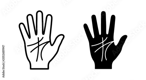 Obraz na płótnie Palmistry Hand Icons, Fortune Telling Symbols, Psychic Reading Line Art, Esoteri