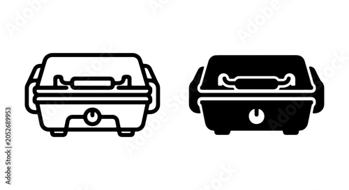 Electric Grill Icons, Portable Barbecue Vector Set, Outdoor Cooking Appliance Graphics