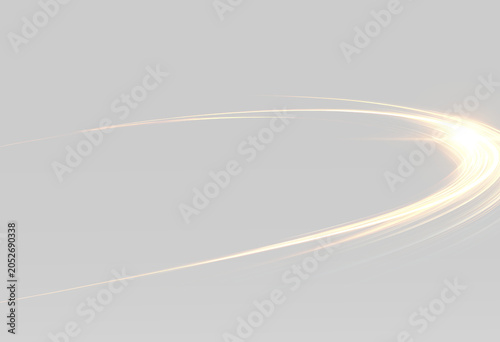 фотографія Golden luminous swoop glowing trail streak light wave curve, line neon gold PNG