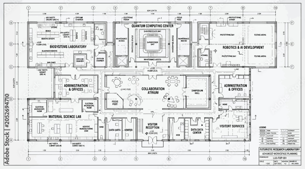Fototapeta premium Architectural floor plan of a modern research laboratory facility