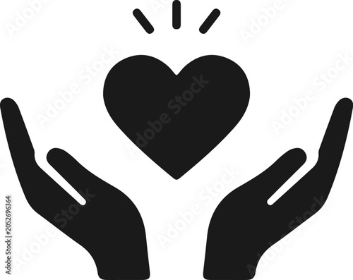 Heart support icon. Hands with heart. Vector.
