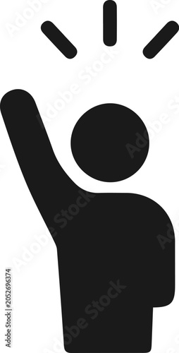 Person raised hand icon. Vector.