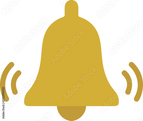 Golden notification bell icon. Vector.