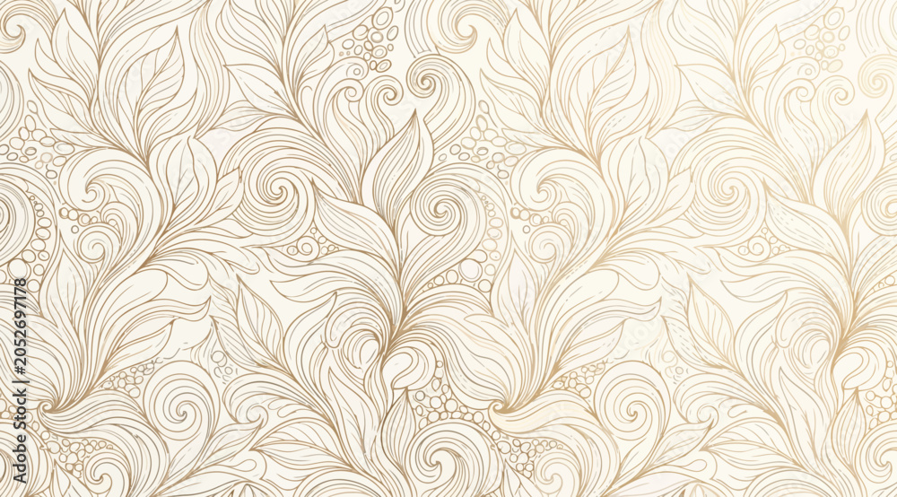Fototapeta premium Elegant floral damask pattern with intricate swirls and leaves