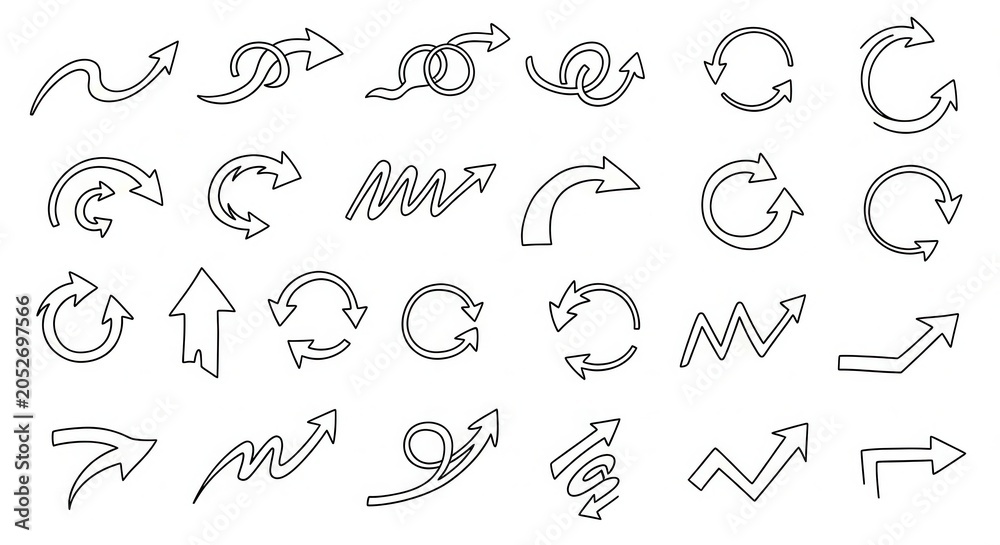 Obraz premium Hand Drawn Arrow Set Vector Illustration - Collection of Doodle Sketchy Arrows for Design Projects and Infographics