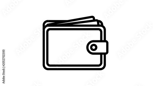 Minimalist Wallet Icon Outline, Financial Symbol, Money Card Holder