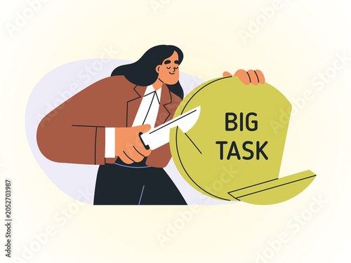 Fotografi A businesswoman dividing a big task into smaller manageable parts for efficient