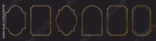 Bild auf Leinwand Gold frame with elegant thin border and luxury golden ornament for premium design