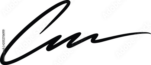 Schilderij op canvas Artistic hand-drawn black ink signature stroke flowing elegantly across a clean white background with professional light