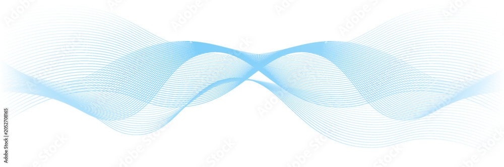 Fototapeta premium Abstract horizontal glowing blue line wave background