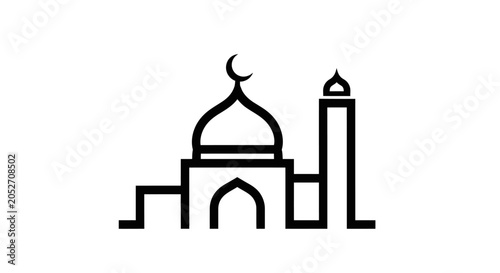 Canvas Print Minimalist mosque icon black and white design for cultural and religious concept