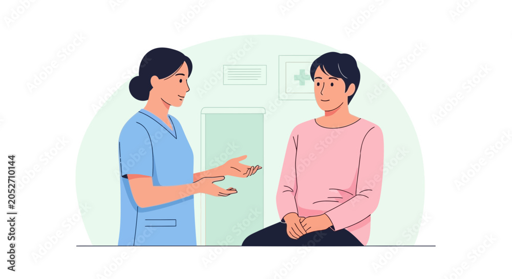 Fototapeta premium Doctor consults patient in clinic, discussing health and treatment options