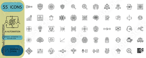 AI Automation Black Glyph Icon Pack Vector Set