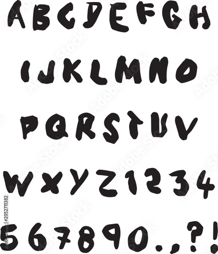 Handwritten sketch typography font lettering ABC cartoon vector text