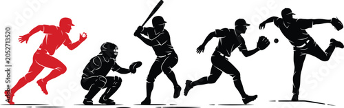 Foto Baseball players in action poses