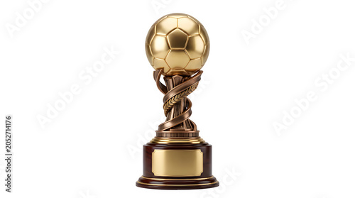 Unique Soccer Trophy Award, Golden Football Championship Cup Isolated 