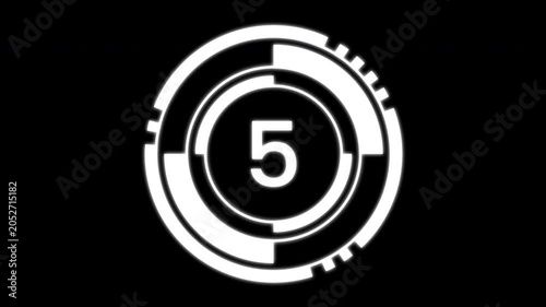 Tech Style 10 Seconds Countdown Clock Animation on Black Background