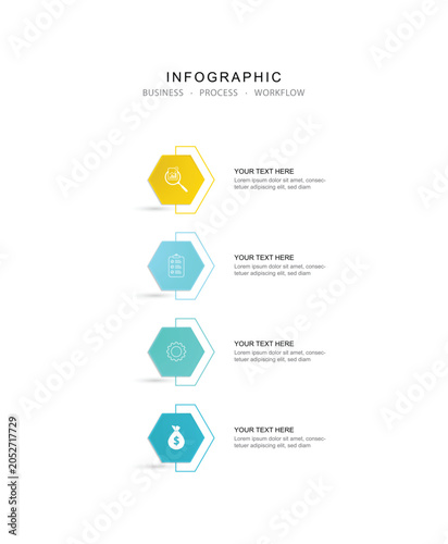 4 step process infographic timeline. for workflow, business information, presentation and data visualization.