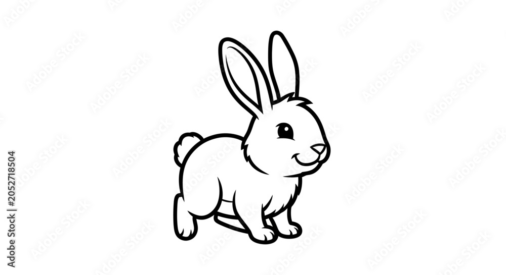 Obraz premium Cute Cartoon Rabbit Standing Alone.
