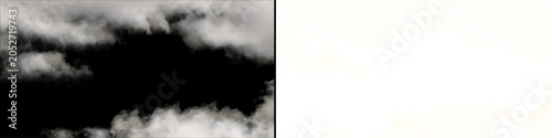 Fotografija Realistic white clouds frame transition on black background and transparency for visual effects and overlays