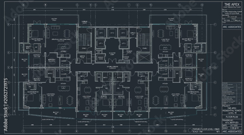 Vászonkép Architectural floor plan of a residential tower level