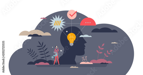 Fotografija Critical thinking and reasoning logic judgment making tiny person concept, transparent background