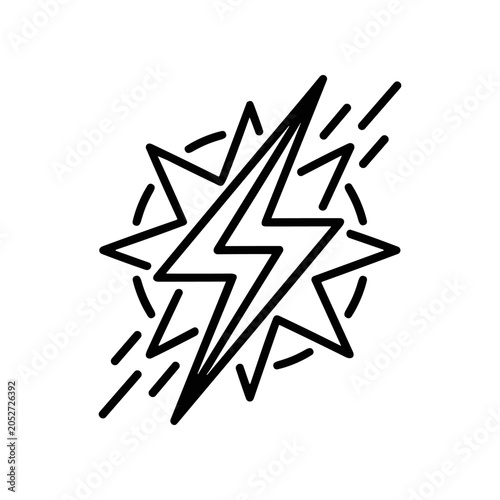 Quadro su tela Black and white lightning bolt icon.