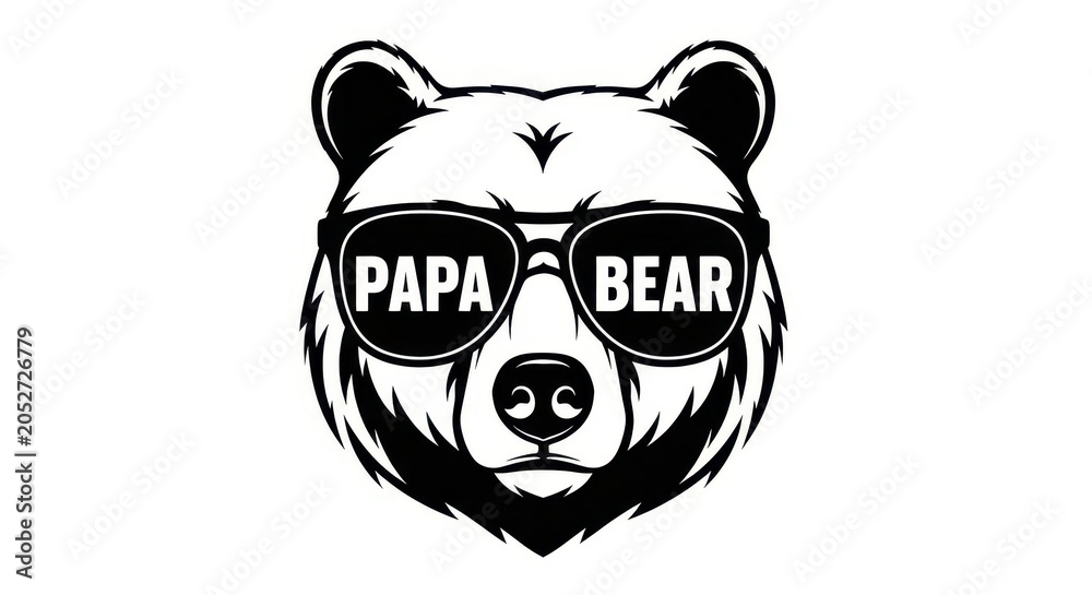 Obraz premium Cool Papa Bear Vector Illustration with Sunglasses for Father's Day T-shirt Design and Mascot Logo