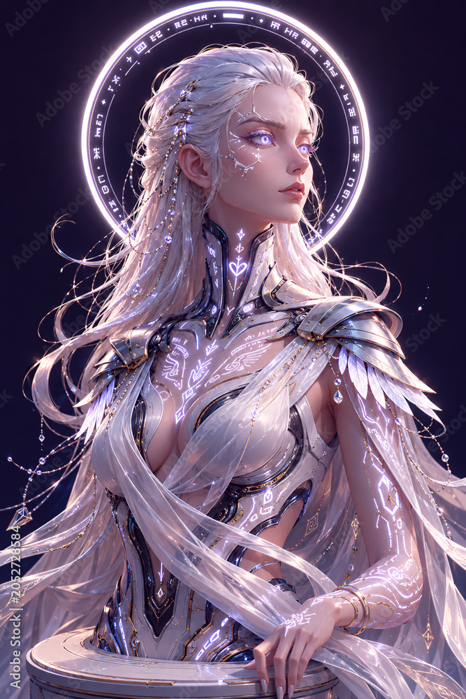 Naklejka premium Generated art of a Valkyrie in armor