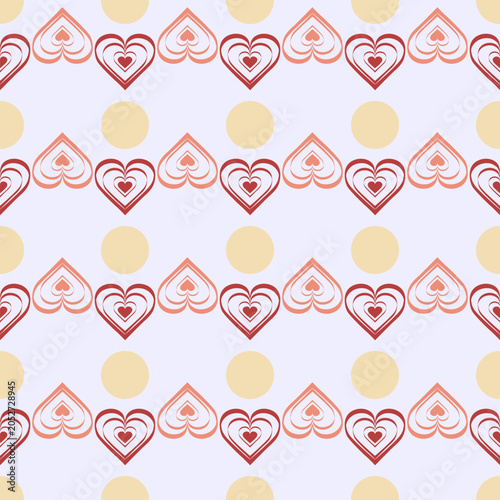 Heart red and polka seamless pattern