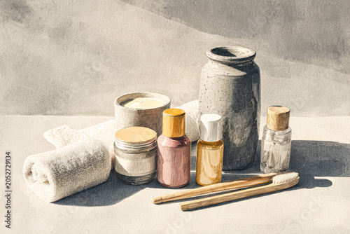 Eco Friendly Bathroom Products on Minimalist Surface