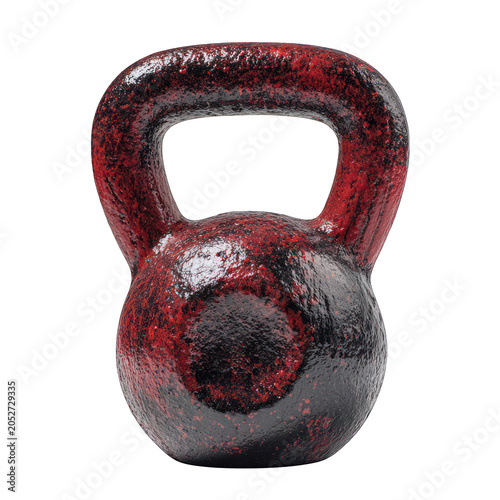 Red kettlebell weight for fitness training Isolated transparent on white background