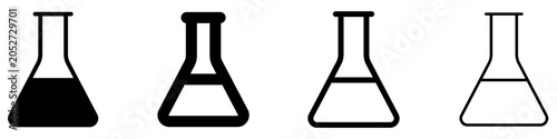 Bild auf Leinwand Set of chemical flask icons in line art and solid styles