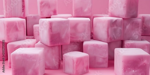 Abstract pink cube pattern background with soft pastel geometric blocks and minimal 3D design